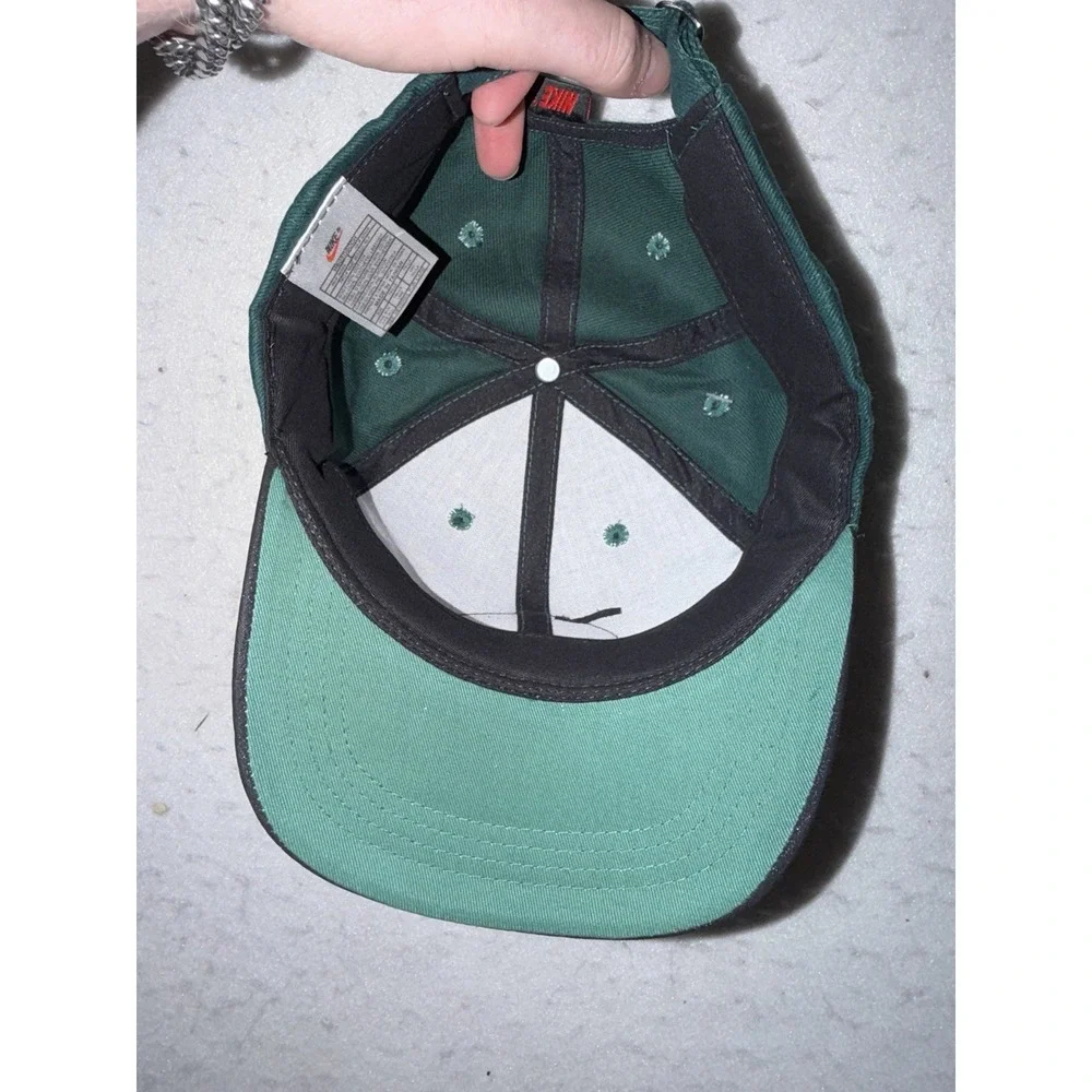Vintage 90s Nike Swoosh Adjustable StrapBack Hat Green/Black NOS 561622-321 RARE